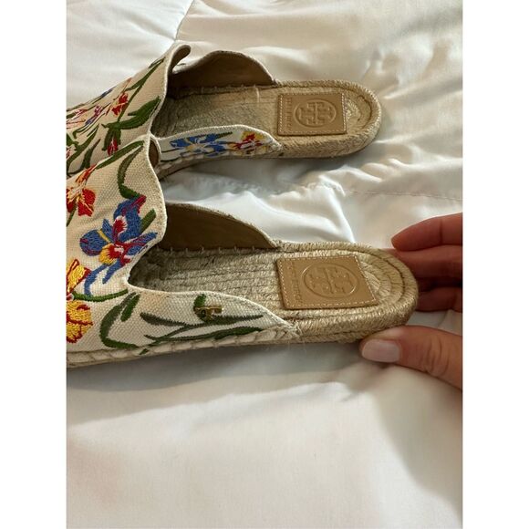 Tory Burch Women's Embroidered Floral Round Toe Mules Multicolor Size 6 - Picture 6 of 12